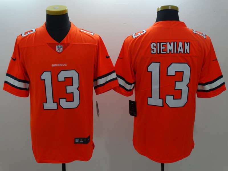 Men's Denver Broncos Trevor Siemian #13 Orange Jersey